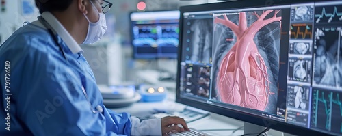 Arterial Scans, Show a medical professional examining artery health using scans photo