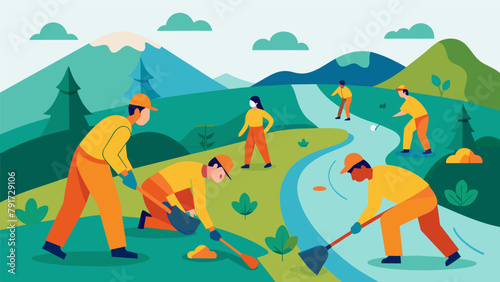 A collaboration between martial artists and local government workers to clean up a polluted river and restore it to its natural state.