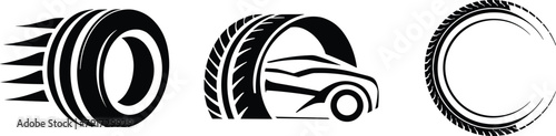 Set of car tire, logo design, vector illustration.