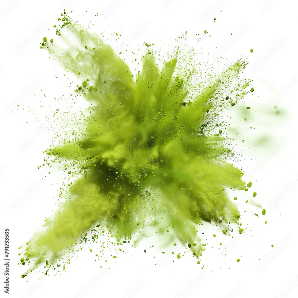 Explosion of green paint on white background
Explosion of green paint on white background
