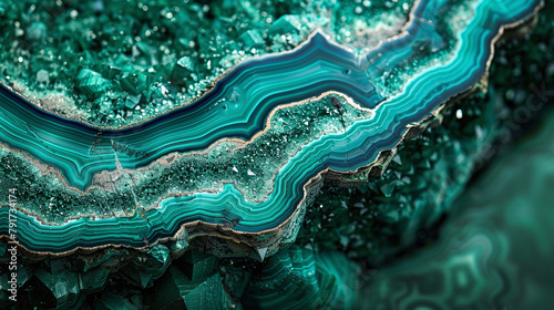 Stunning Turquoise and Teal Geode Layers Crystal Textures Closeup