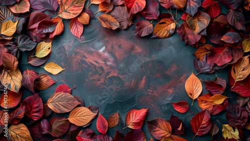 Autumn Leaves Flat Lay with Central Empty Space   © Kristian