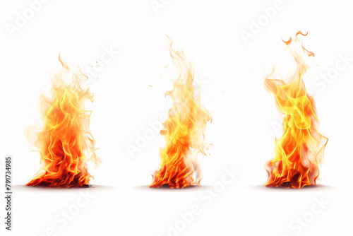 a group of flames on a white background