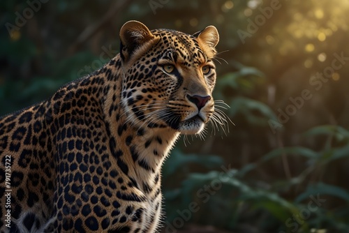 AI-generated illustration of a majestic Sri Lankan leopard in its natural habitat