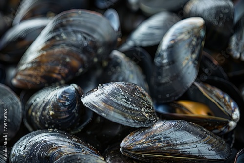fresh and plump mussels from an aquaculture farm