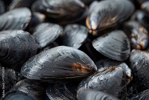 fresh and plump mussels from an aquaculture farm
