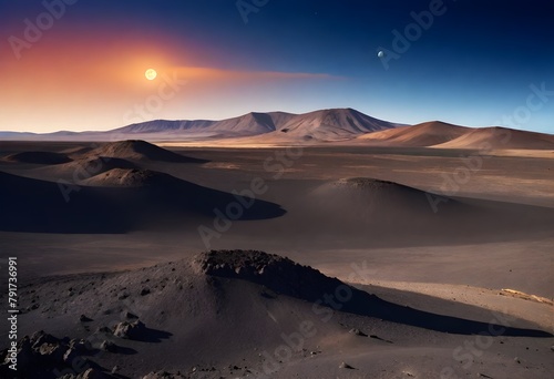 Moon volcanic landscape at Fuerteventura Island, Canary Islands, Spain