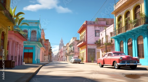 Colorful Streets of Havana: 8K Photorealistic Image photo
