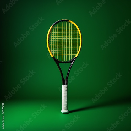a yellow and black tennis racket © VSTOCK