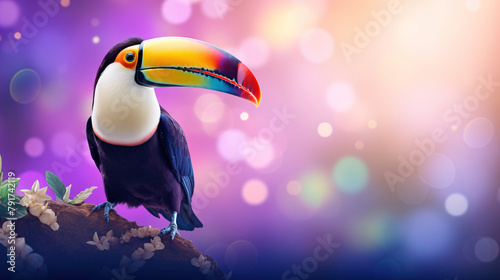 a bird with a colorful beak photo