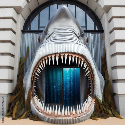 shark Gate, shark mouth entrance, entrance for kids, playland land of water  photo