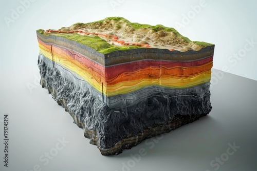 Layers of the Earth's crust - isometric view on soil layers diagram