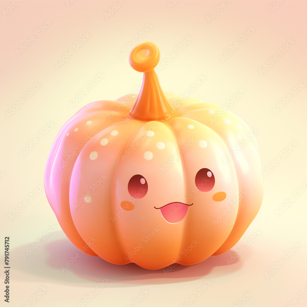 adorable pastel pumpkin in white background сreated with Generative Ai adorable pastel pumpkin in white background сreated with Generative Ai