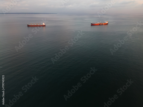 Photos Oil tankers in the Baltic Sea off the coast of Estonia, photo from above, from a drone