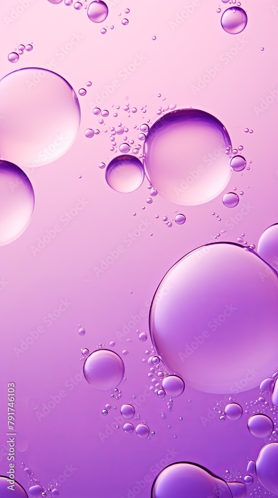 Violet bubble with water droplets on it, representing air and fluidity. Web banner with copy space for photo text or product, blank empty copyspace