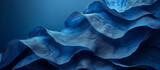 Blue abstract background. Volume fabric wave design. 