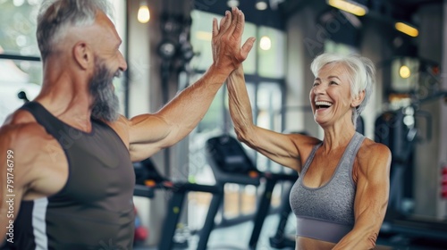 Joyful Seniors Celebrating Gym Success