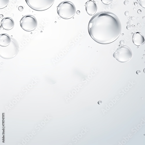 White bubble with water droplets on it, representing air and fluidity. Web banner with copy space for photo text or product, blank empty copyspace