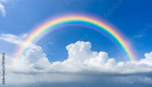 Spectacular Rainbow Sky: Blue Sky, White Clouds, and Rainbow © Behram