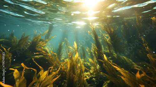 Kelp Swimming Below the Water Surface: 8K Photorealistic Image   © Waqas