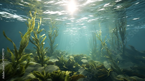 Kelp Swimming Below the Water Surface: 8K Photorealistic Image

