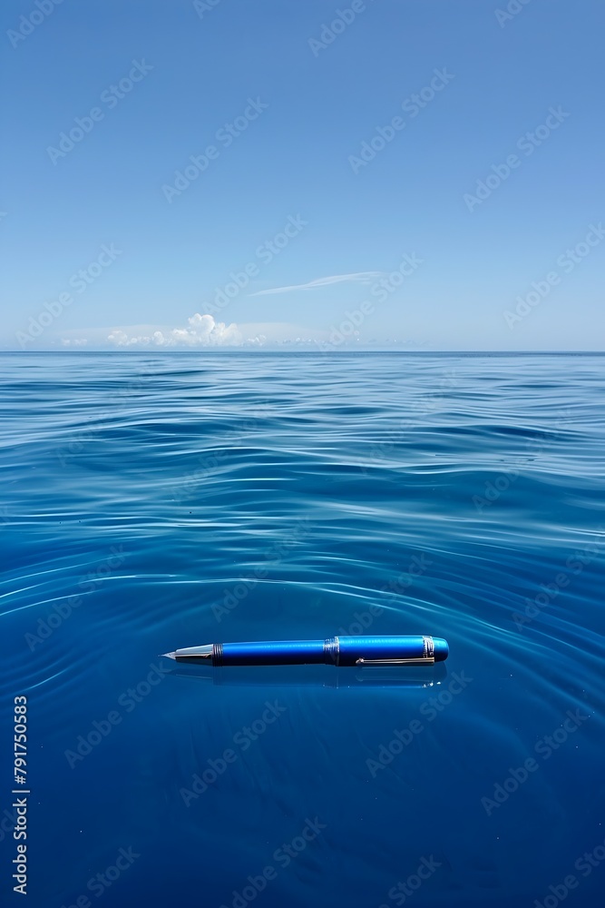The Ocean's Expanse:A Pen's Metaphorical Journey Amid the Serene Waves