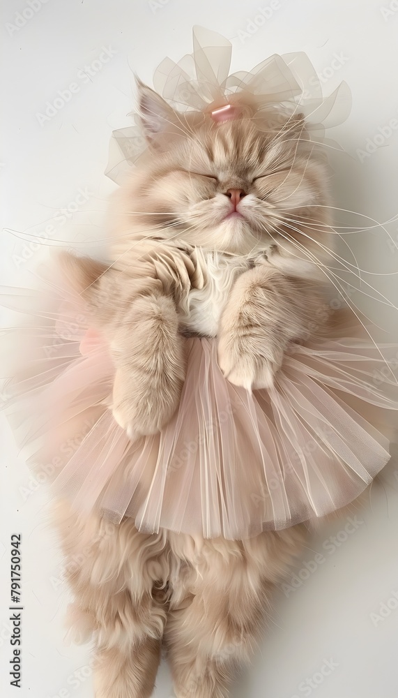Adorable Persian Cat Sleeping Peacefully in a Delicate Pink Tutu Adorable Persian Cat Sleeping Peacefully in a Delicate Pink Tutu