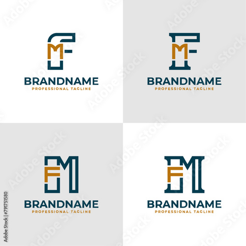 Elegant Letters FM and MF Monogram Logo, suitable for business with FM or MF initials