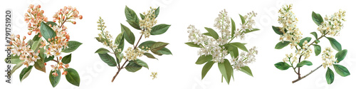 Heptacodium miconioides Hyperrealistic Highly Detailed Isolated On Transparent Background Png File