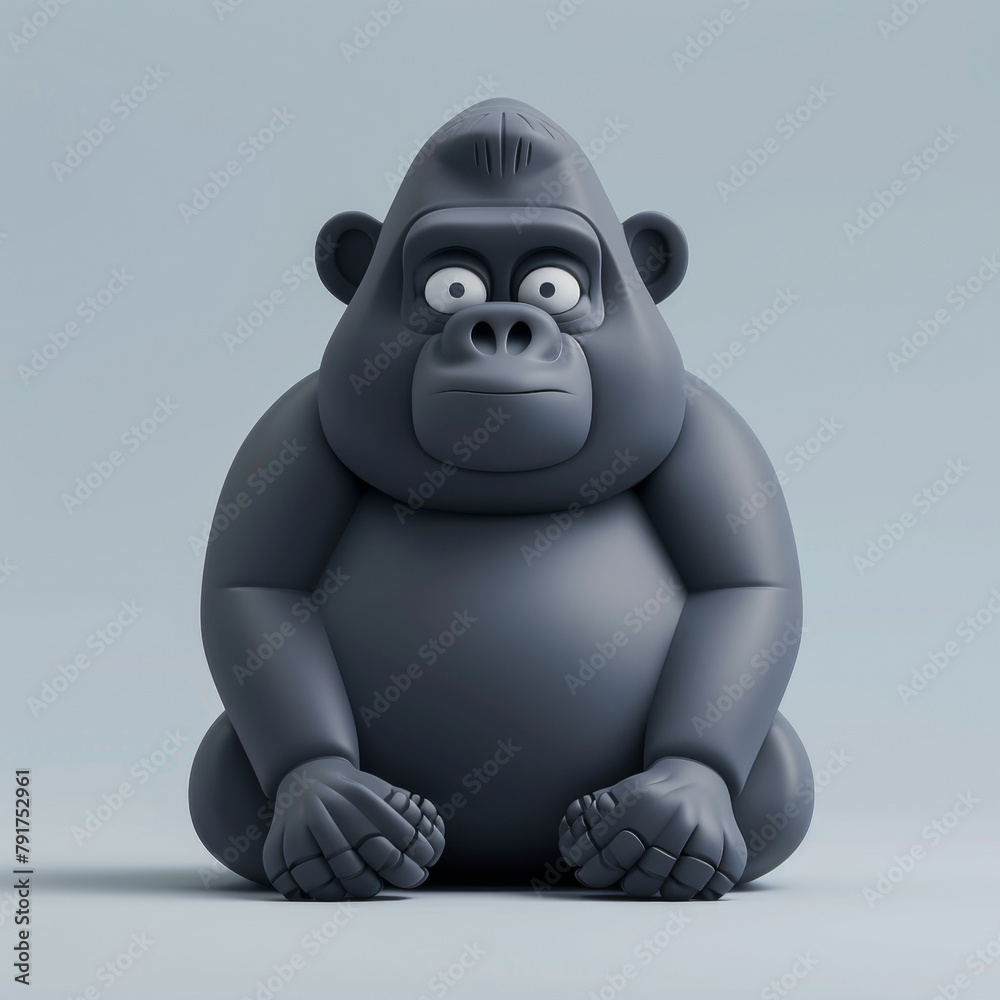 A minimalist 3D illustration of a grey gorilla sitting against a subtle background. A minimalist 3D illustration of a grey gorilla sitting against a subtle background.