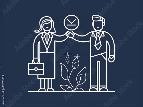 illustration of a businessman and woman hand shaking