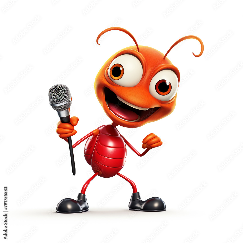 adorable clipart ant singing on a white background сreated with Generative Ai adorable clipart ant singing on a white background сreated with Generative Ai