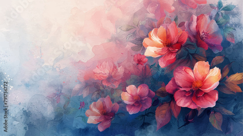 Watercolor floral background. Hand painted watercolor flowers. Hand drawn vector art.