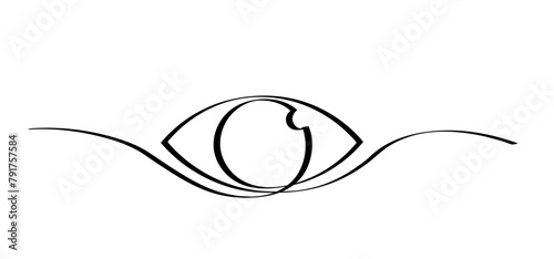 Cartoon open eye line pattern. human eye icon or logo. Smile eyes and look sign. eyelid, face  symbol. Emoji and looking. Vision eyes. Line drawing © MarkRademaker