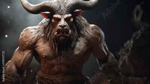 Minotaur on Simple Background: 8K Photorealistic Ultra HD