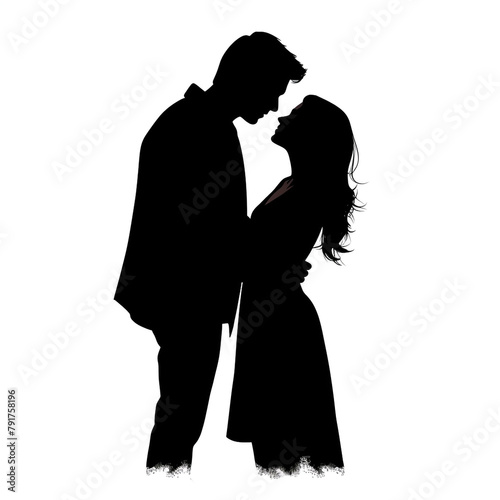 couple silhouette clipart on white background сreated with Generative Ai