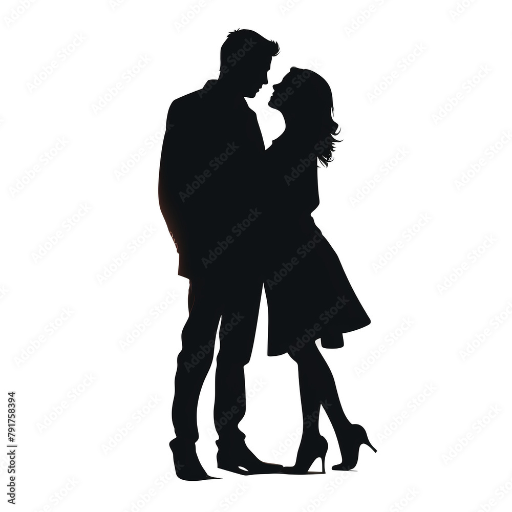 couple silhouette clipart on white background сreated with Generative Ai