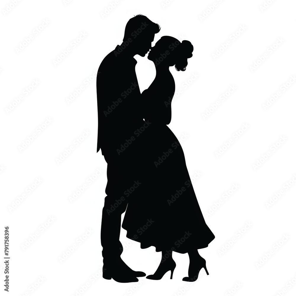 couple silhouette clipart on white background сreated with Generative Ai couple silhouette clipart on white background сreated with Generative Ai