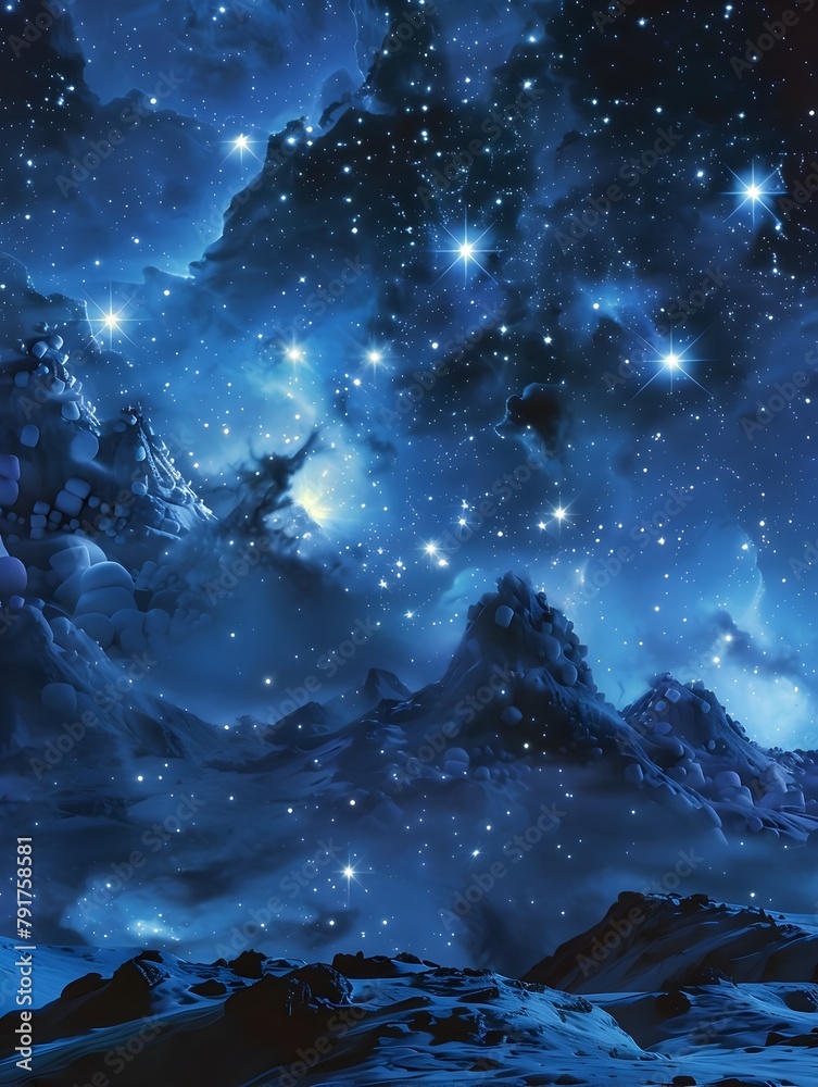 Captivating Celestial Canvas:Cosmic Marshallow-like Stars Adorn Mesmerizing Galactic Tapestry