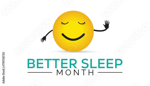 Better Sleep Month observed every year in May. Template for background, banner, card, poster with text inscription.