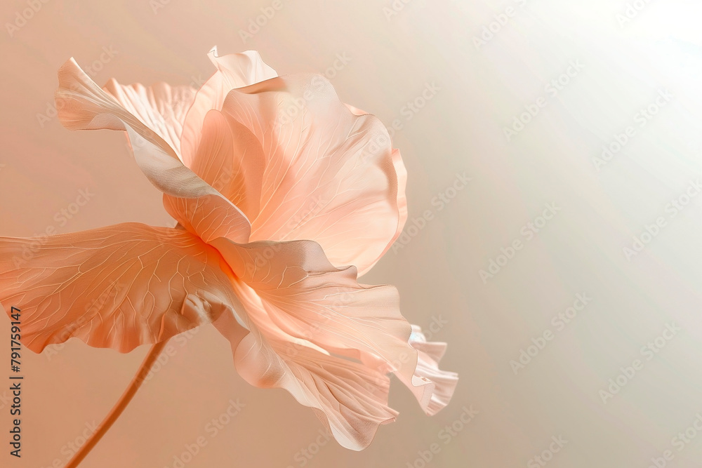 Fototapeta premium Macro romance flower. Petals structure, floral background with veins and cells, light pastel colors. 