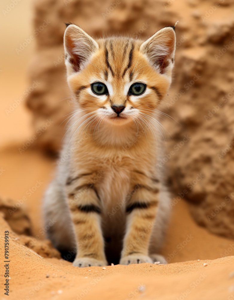 wildlife, sand cat, reallife animals, sand desert сreated with Generative Ai wildlife, sand cat, reallife animals, sand desert сreated with Generative Ai