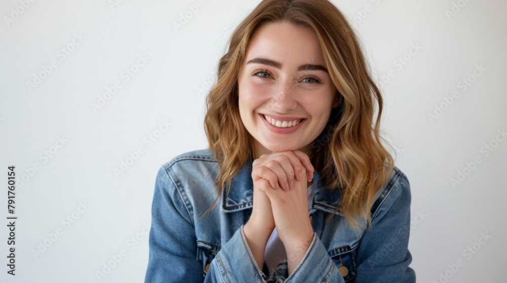 A Smiling Young Woman in Denim