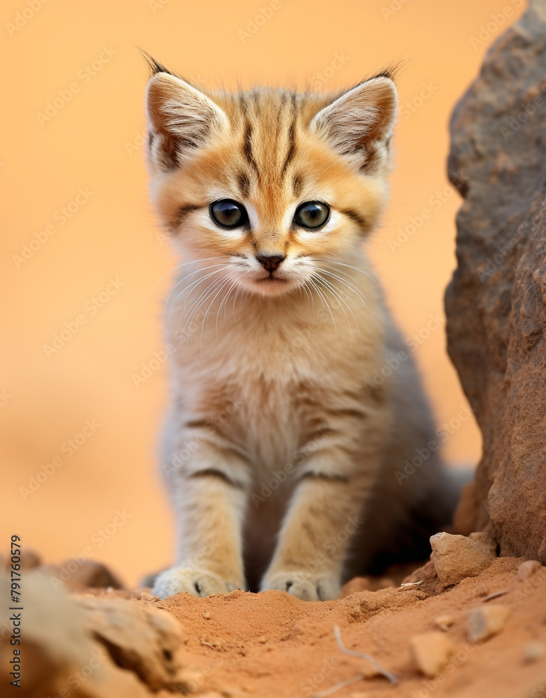 Obraz premium wildlife, sand cat, reallife animals, sand desert сreated with Generative Ai