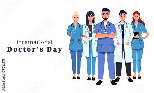 A set of characters from medical doctors and staff. The team is working on the health of people and animals. Veterinarian, doctor, nurse, surgeon. Protection. Medicine and hospital. Uniform. Treatment
