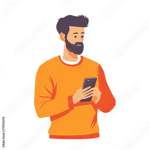 Man with a smartphone flat icon