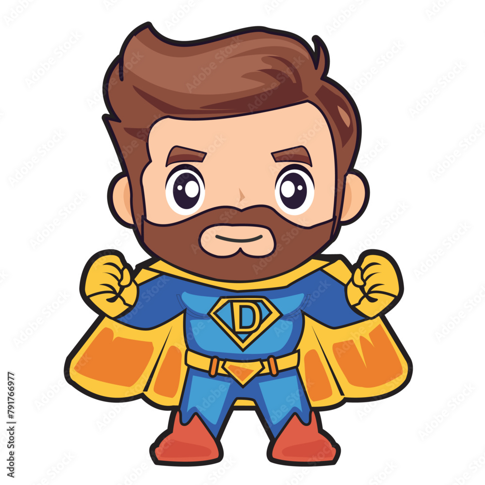 Vector file-cartoon of a heroic father figure, celebrating father's Day 