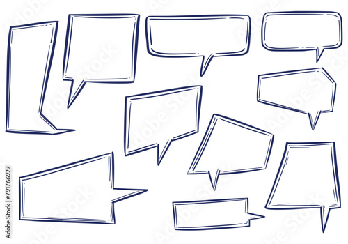Modern hand drawn sketch speech bubble set design