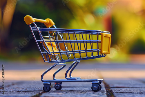 Trolley for shopping with blurry background generated.Ai