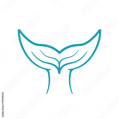 Whale Tail Line Art Drawing Icon Vector Illustration